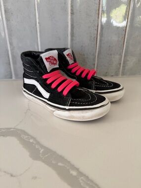 Vans Black High-Top Sneakers with Hot Pink Laces
